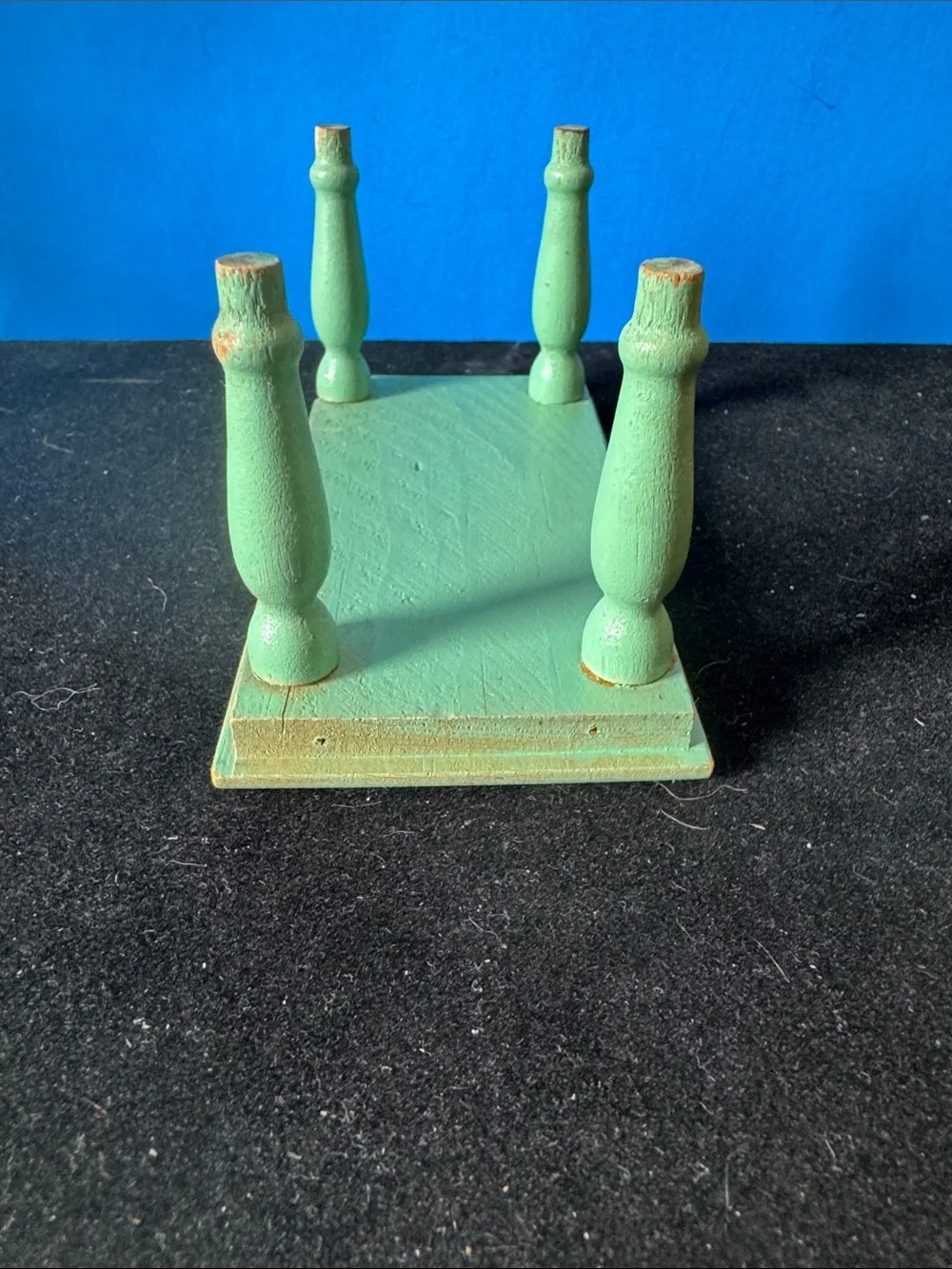 Rustic, vintage dollhouse Green Wooden Pedestal Table-distressed